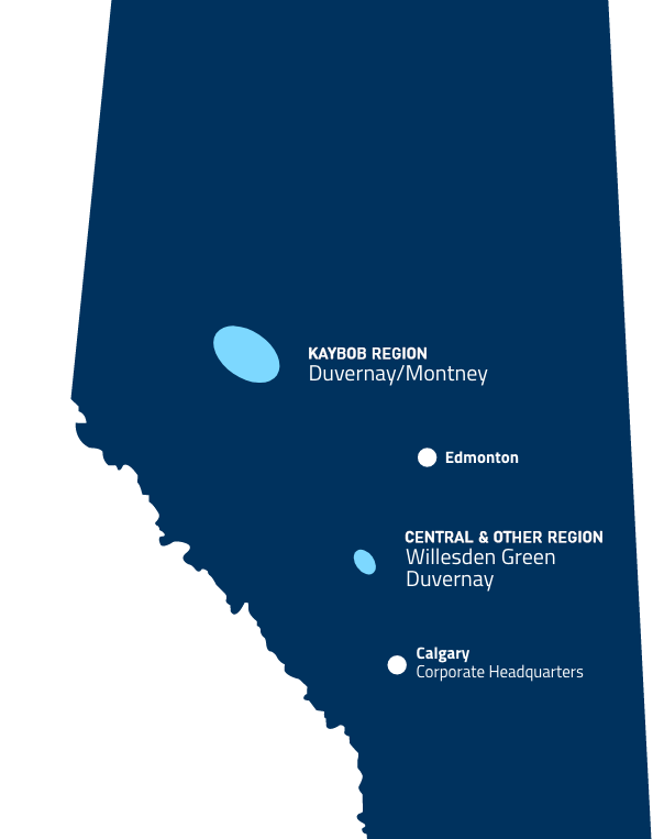 Map of alberta showing the production locations